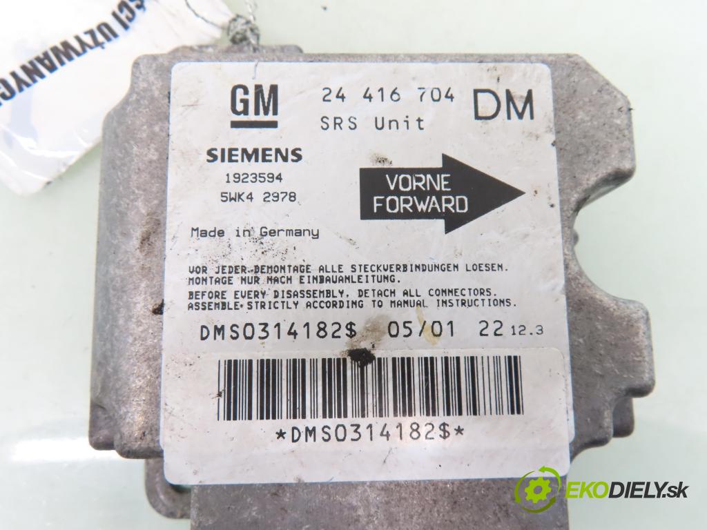 OPEL ZAFIRA A Nadwozie Wielkopojemne (MPV) (T98)  MINIVAN 2001 74,00 2.0 DTI 16V 101 - Y 20 DTH 1995,00 MODUL air BAG 24416704DM