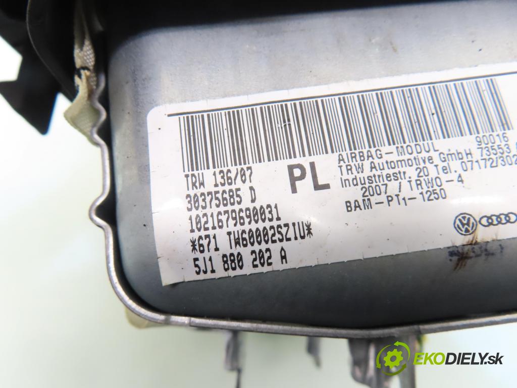 SKODA FABIA II (542) HB 2007 63,00 1.4 - BXW 1390,00 AirBag air BAG CESTUJÍCÍ: 5J1880202A