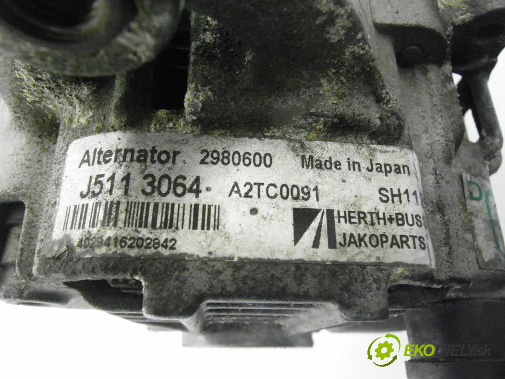 MAZDA 3 (BK) HB 2006 79,00 1.6 - Z6 1598,00 Alternátor J5113064 ; 2980600 ; A2TC0091 (Alternátor)