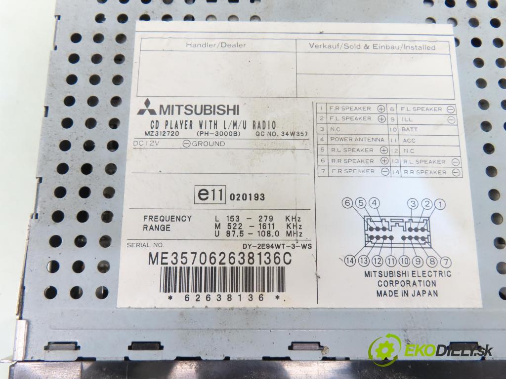MITSUBISHI CARISMA (DA_) SEDAN 2003 90,00 1.8 GDI (DA2A) - 4G93 (GDI) 1834,00 RADIO CD MZ312720