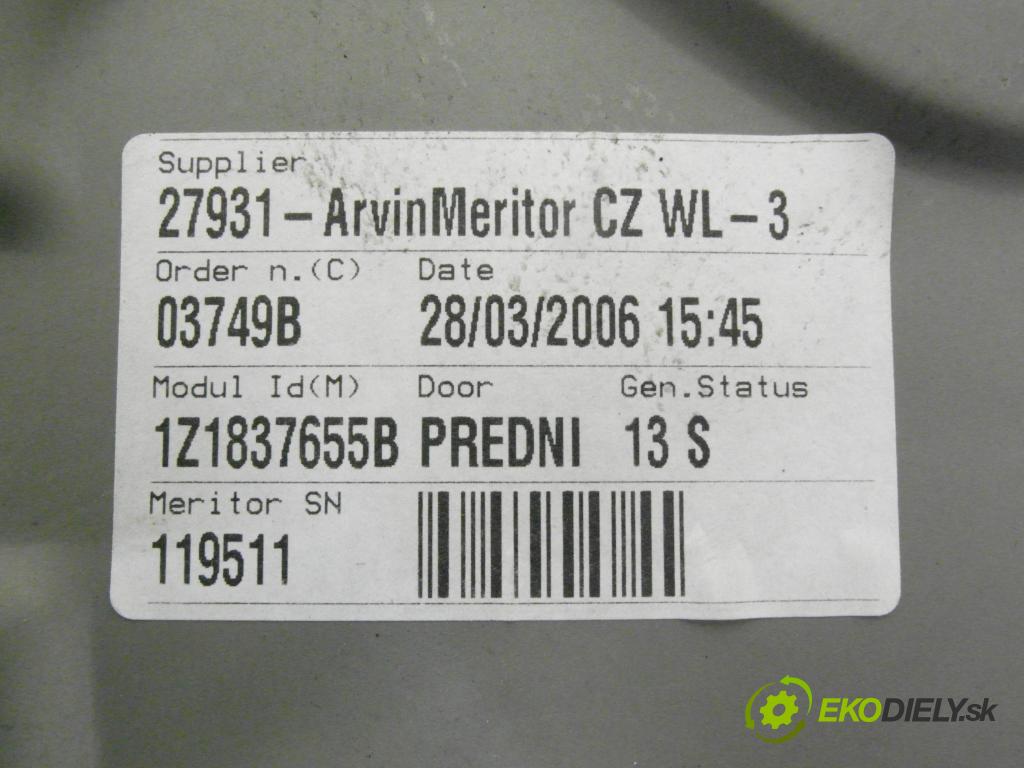SKODA OCTAVIA II (1Z3) SEDAN 2006 103,00 2.0 TDI 16V - BKD 1968,00 mechanismus oken 1K0959793G ; 1T0959701B ; 1Z1837655B