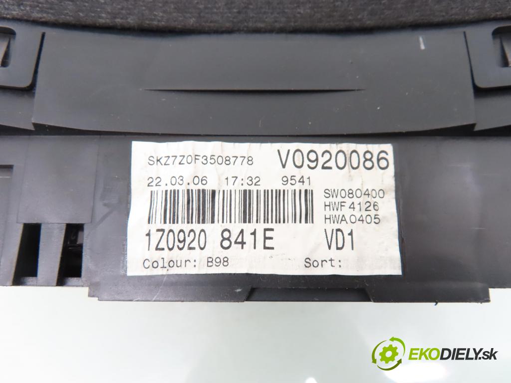SKODA OCTAVIA II (1Z3) SEDAN 2006 103,00 2.0 TDI 16V - BKD 1968,00 Prístrojovka elektrický 1Z0920841E