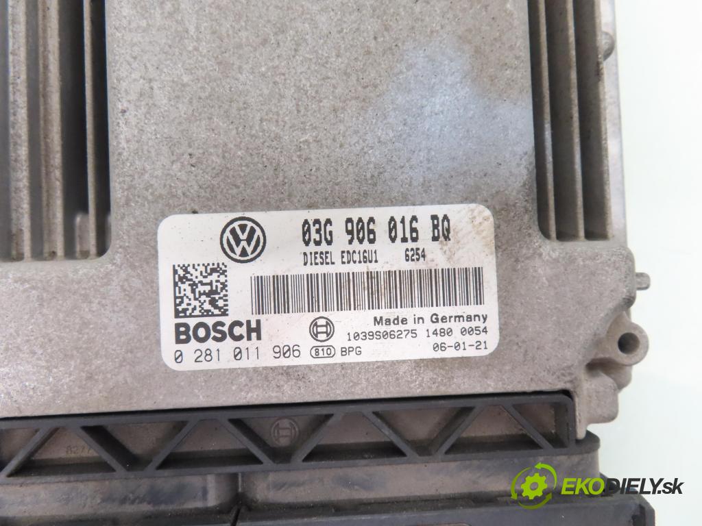VW TOURAN (1T1, 1T2) MINIVAN 2006 103,00 2.0 TDI - BMM 1968,00 Riadiaca jednotka Motor 03G906016BQ ; 0281011906