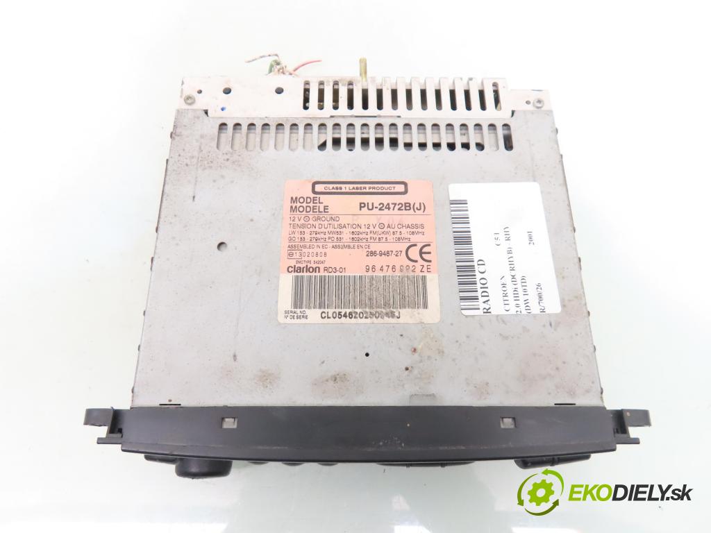 CITROEN C5 I (DC_) SEDAN 2001 66,00 2.0 HDi (DCRHYB) - RHY (DW10TD) 1997,00 RADIO CD 96476992ZE ; PU2472B
