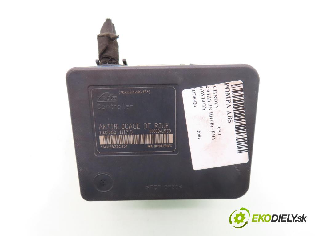 CITROEN C5 I (DC_) SEDAN 2001 66,00 2.0 HDi (DCRHYB) - RHY (DW10TD) 1997,00 Pumpa ABS 10096011173 ; 9641767380 (Pumpa ABS)