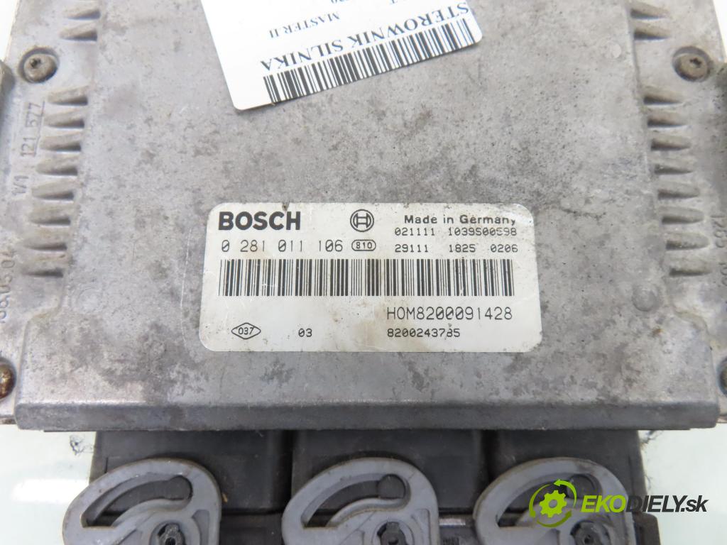 RENAULT MASTER II Platforma / podwozie (ED/HD/UD) KABINA/PLATFORMA 1998 66,00 2.2 dCI 90 - G9T 720 2188,00 Riadiaca jednotka Motor 0281011106 ; HOM8200091428