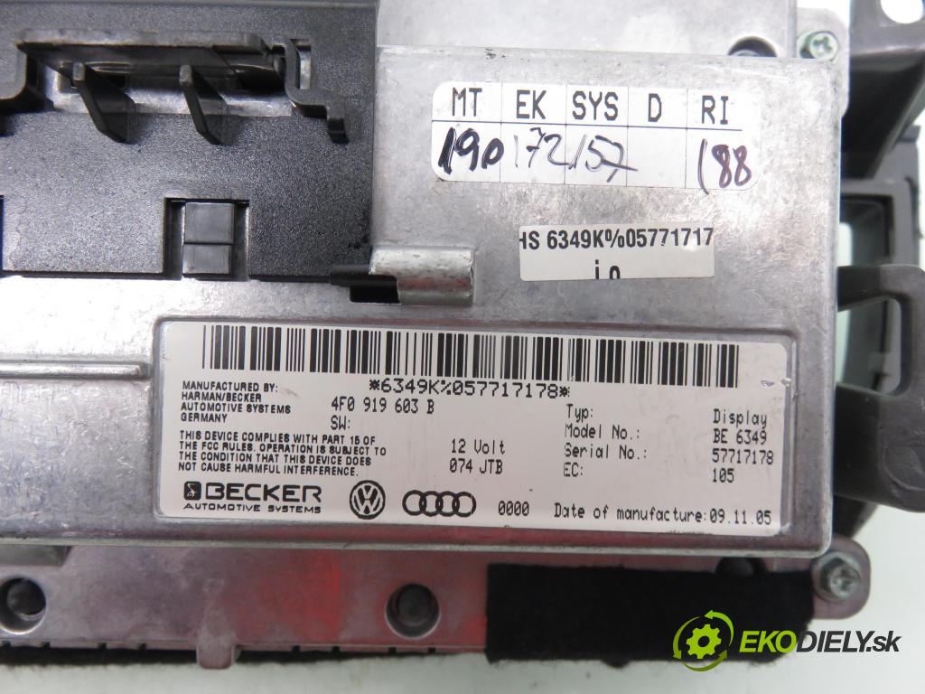 AUDI A6 (4F2, C6) SEDAN 2005 125,00 2.0 TFSI - BPJ 1984,00 Prístrojovka elektrický 5550007301 ; 4F0919603B ; 4F1857115D