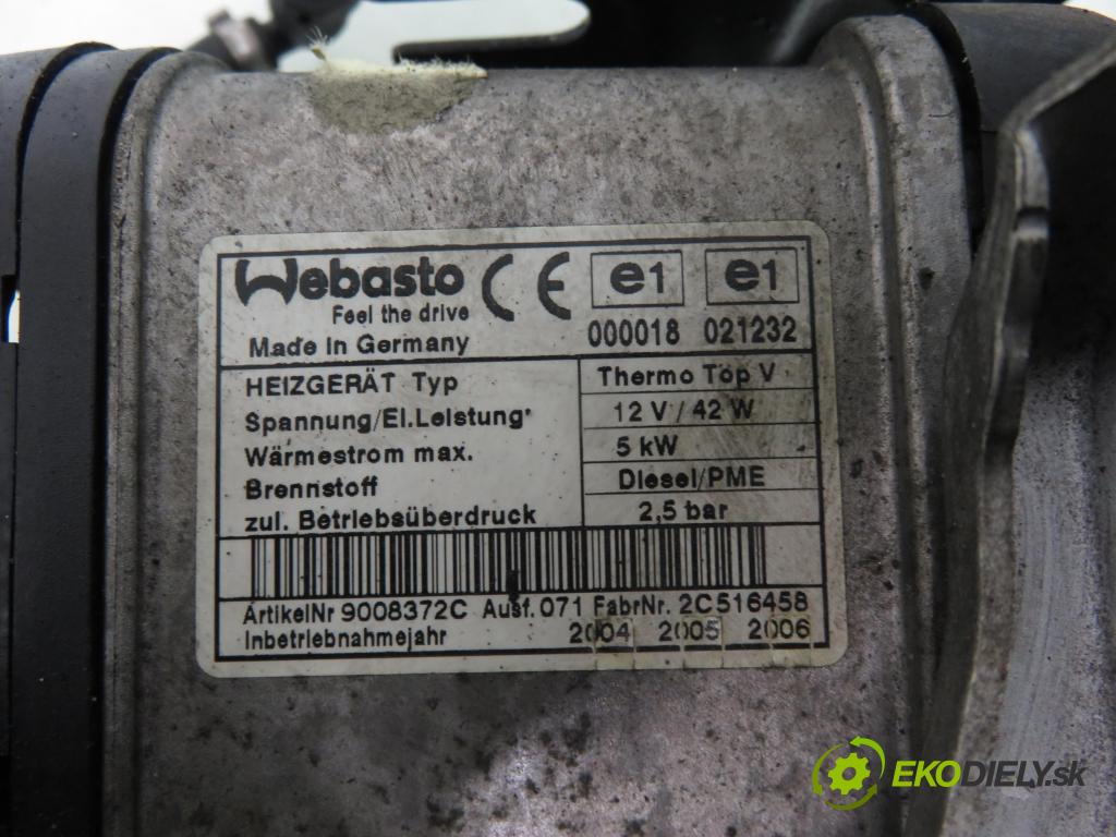 VW TOURAN (1T1, 1T2) MINIVAN 2004 103,00 2.0 TDI 16V 140 - BKD 1968,00 Webasto 1K0815065R ; 9008372C (Webasto (nezávislé kúrenie))