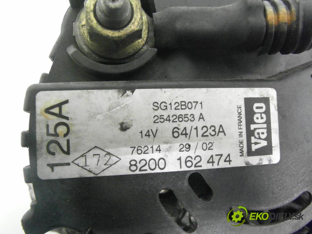RENAULT LAGUNA II (BG0/1_) LIFTBACK 2002 88,00 1.9 dCi (BG08, BG0G) - F9Q 670 1870,00 Alternátor 8200162474 ; SG12B071 ; 2542653A (Alternátor)