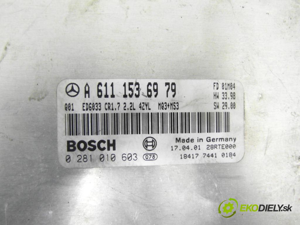MERCEDES-BENZ VITO Skrzynia (638) FURGON 2001 90,00 112 CDI 2.2 (638.094) - OM 611.980 2151,00 Riadiaca jednotka Motor 6111536979 ; 0281010603