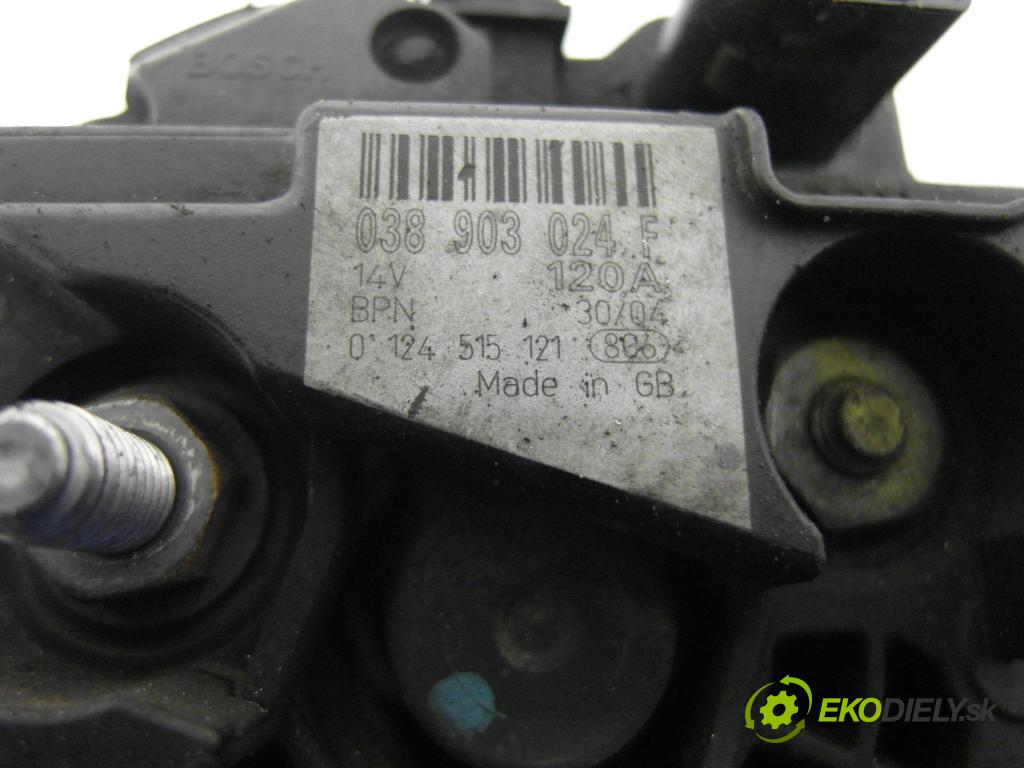SEAT LEON (1M1) HB 2004 110,00 1.9 TDI - ARL 1896,00 Alternátor 038903024F ; 0124515121 (Alternátor)