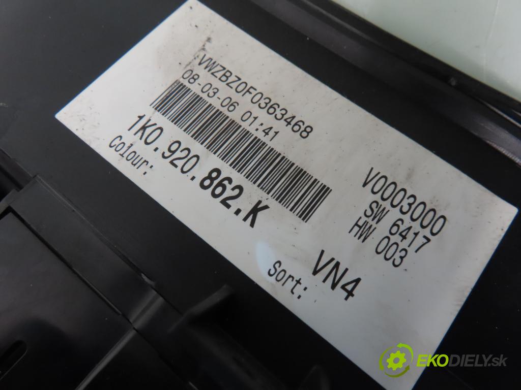VW GOLF PLUS (5M1, 521) HB 2006 77,00 1.9 TDI - BKC 1896,00 Prístrojovka elektrický 1K0920862K