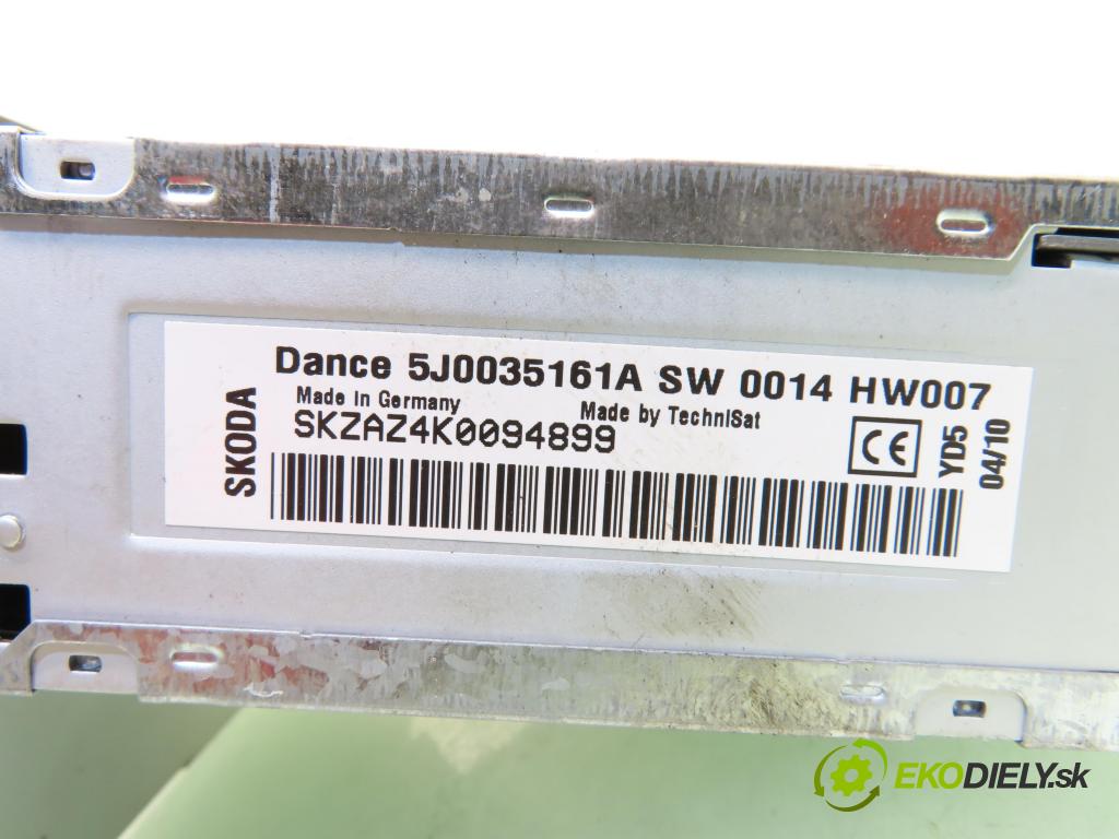 SKODA FABIA II Combi (545) KOMBI 2010 59,00 1.4 TDI - BNV 1422,00 RADIO CD 5J0035161A