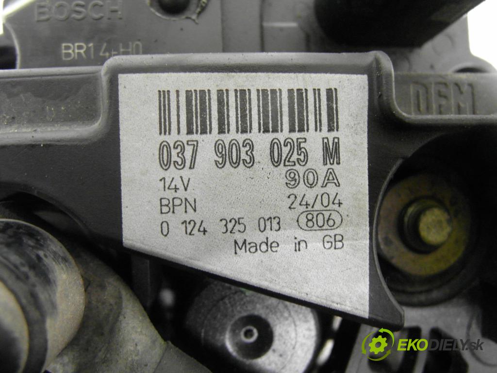 SKODA FABIA I (6Y2) HB 2001 44,00 1.4 - AZE 1397,00 Alternátor 037903025M ; 0124325013 (Alternátor)
