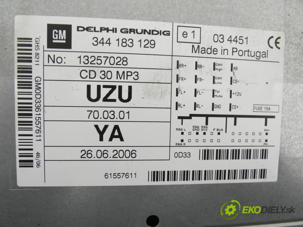OPEL CORSA D (S07) HB 2006 59,00 1.2 - Z 12 XEP 1229,00 RADIO CD 344183129 ; 13257028 ; 13209460