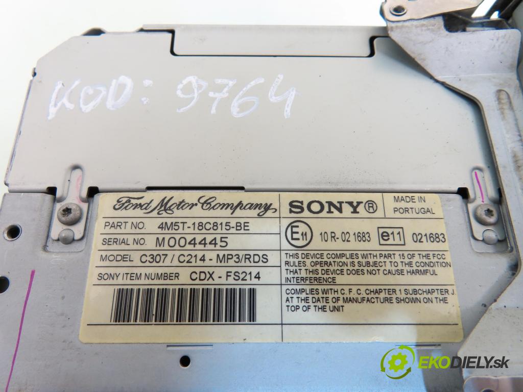 FORD FOCUS II Turnier (DA_, FFS, DS) KOMBI 2004 80,00 1.6 TDCi - G8DA 1560,00 RADIO CD 4M5T18C815BE