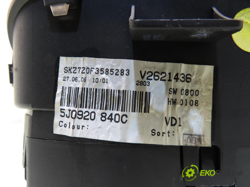 SKODA ROOMSTER (5J) KOMBIVAN 2007 59,00 1.4 TDI - BMS 1422,00 Prístrojovka elektrický 5J0920840C
