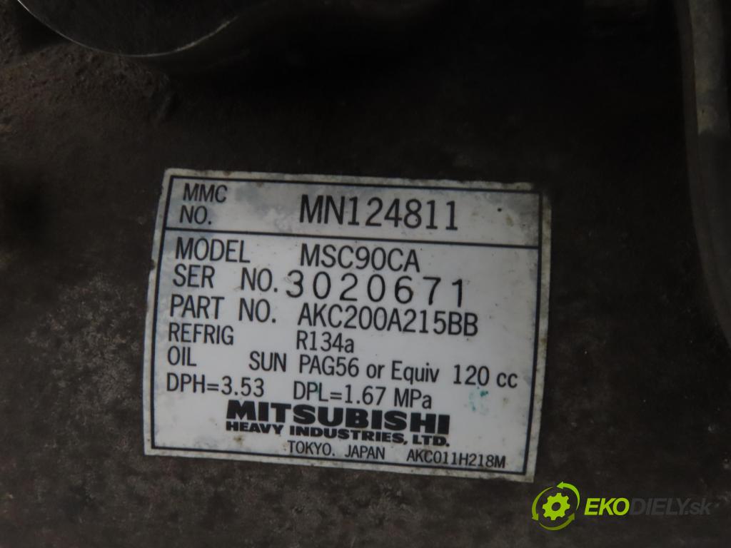 MITSUBISHI OUTLANDER I (CU_W) SUV 2003 118,00 2.4 4WD (CU5W) - 4G69 2378,00 KOMPRESOR: klimatizace MN124811 (Kompresor klimatizace)
