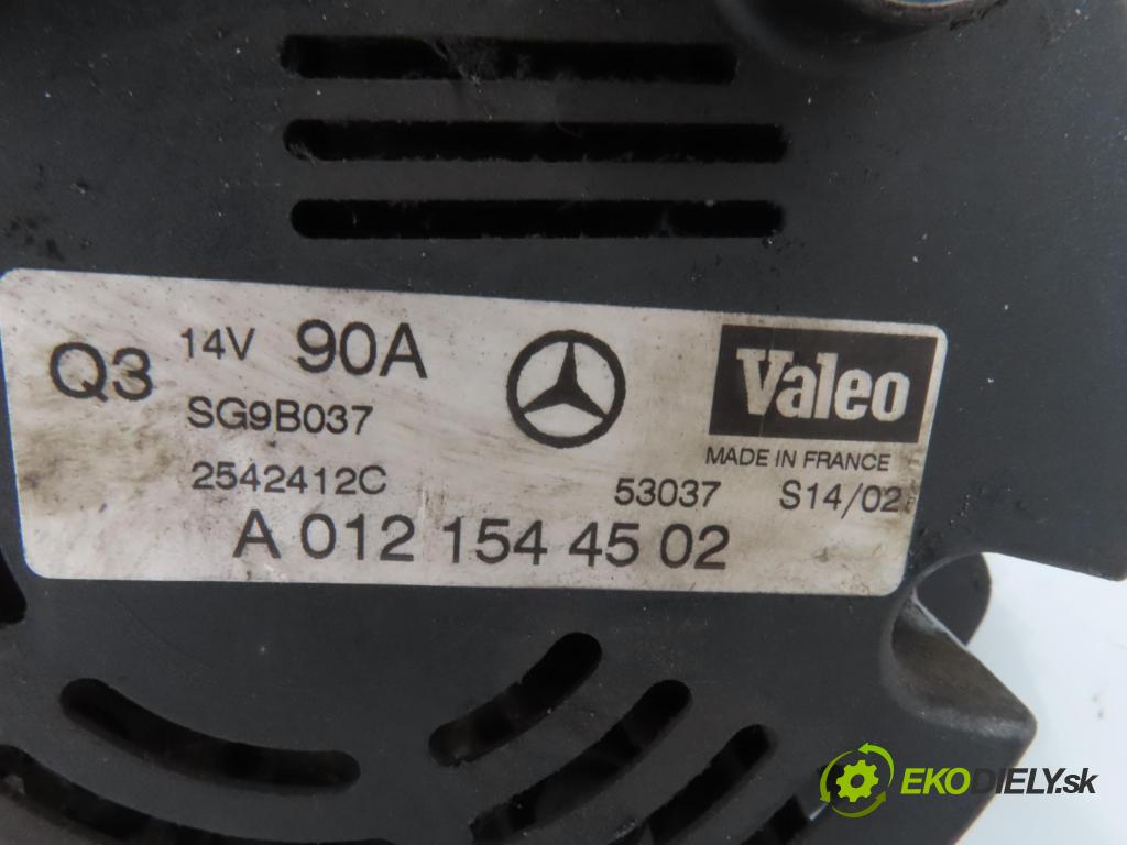 MERCEDES-BENZ KLASA A (W168) HB 2002 75,00 1.6 102 A 160  M 166.960 1598,00 Alternátor A0121544502 (Alternátor)