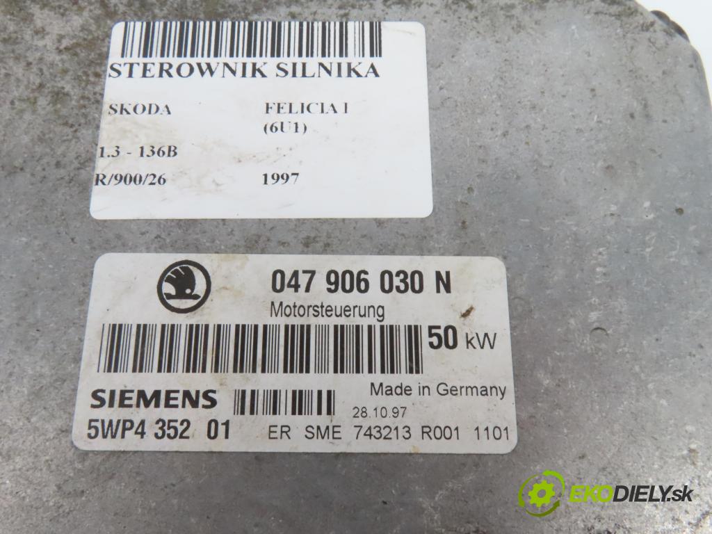 SKODA FELICIA I (6U1) HB 1997 50,00 1.3 MPI - 136B 1289,00 řídící jednotka motora 5WP435201 ; 047906030N