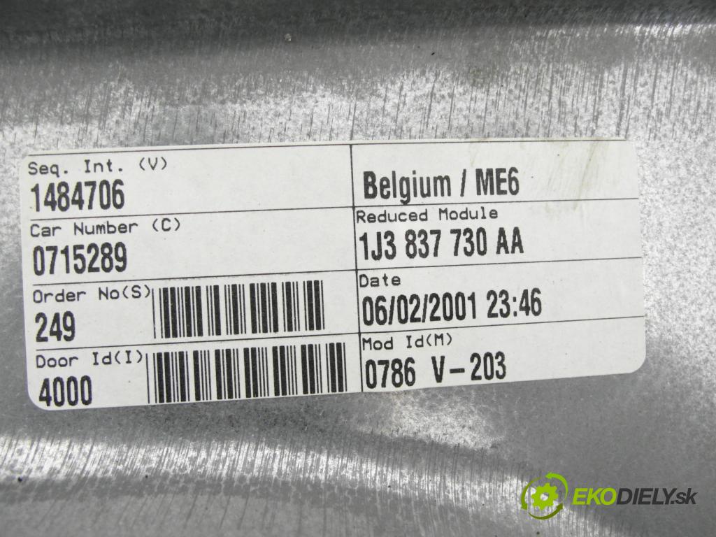 VW GOLF IV (1J1) HB 2001 55,00 1.4 16V - AKQ 1390,00 mechanismus oken PPE 3D 1J3837730AA ; 1J1959802D ; 1739348