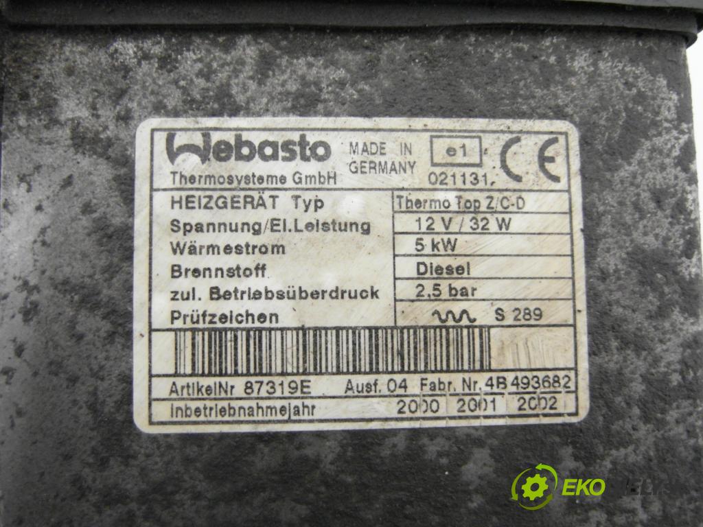 MERCEDES-BENZ KLASA A (W168) HB 2000 66,00 A 170 CDI (168.008) - OM 668.940 1689,00 Webasto 1685000698 ; 98427A ; 92255B (Webasto (nezávislé topení))