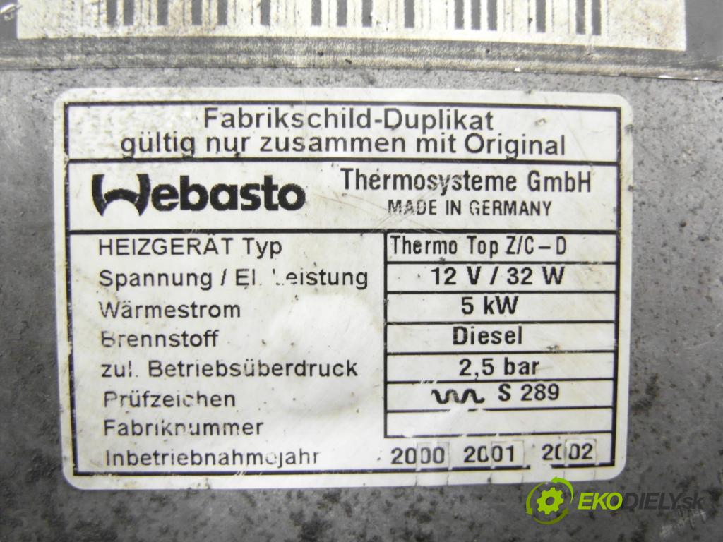 MERCEDES-BENZ KLASA A (W168) HB 2000 66,00 A 170 CDI (168.008) - OM 668.940 1689,00 Webasto 1685000698 ; 98427A ; 92255B (Webasto (nezávislé topení))