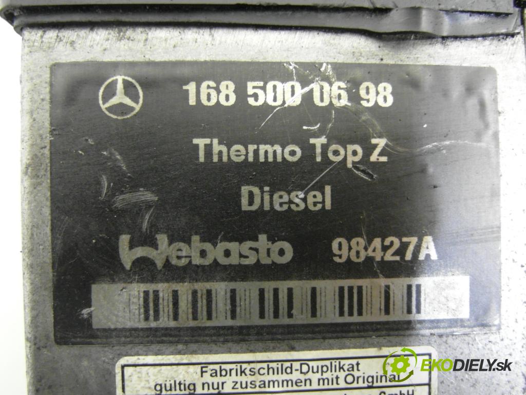 MERCEDES-BENZ KLASA A (W168) HB 2000 66,00 A 170 CDI (168.008) - OM 668.940 1689,00 Webasto 1685000698 ; 98427A ; 92255B (Webasto (nezávislé topení))