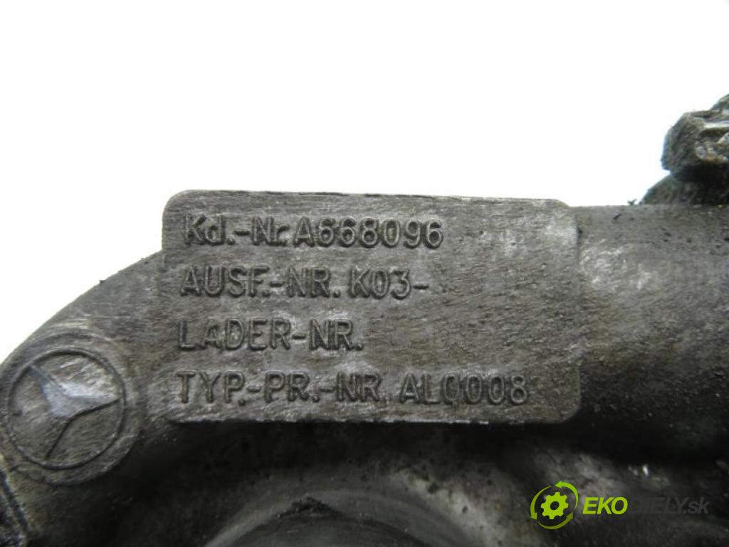 MERCEDES-BENZ KLASA A (W168) HB 2003 70,00 A 170 CDI 95 - OM 668.942 1689,00 Turbodúchadlo A6680960499 (Turbodúchadlá (kompletné))