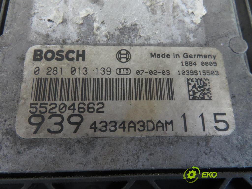 ALFA ROMEO 159 Sportwagon (939_) KOMBI 2007 85,00 1.9 JTDM 8V - 937 A7.000 1910,00 řídící jednotka motora 0281013139; 55204662