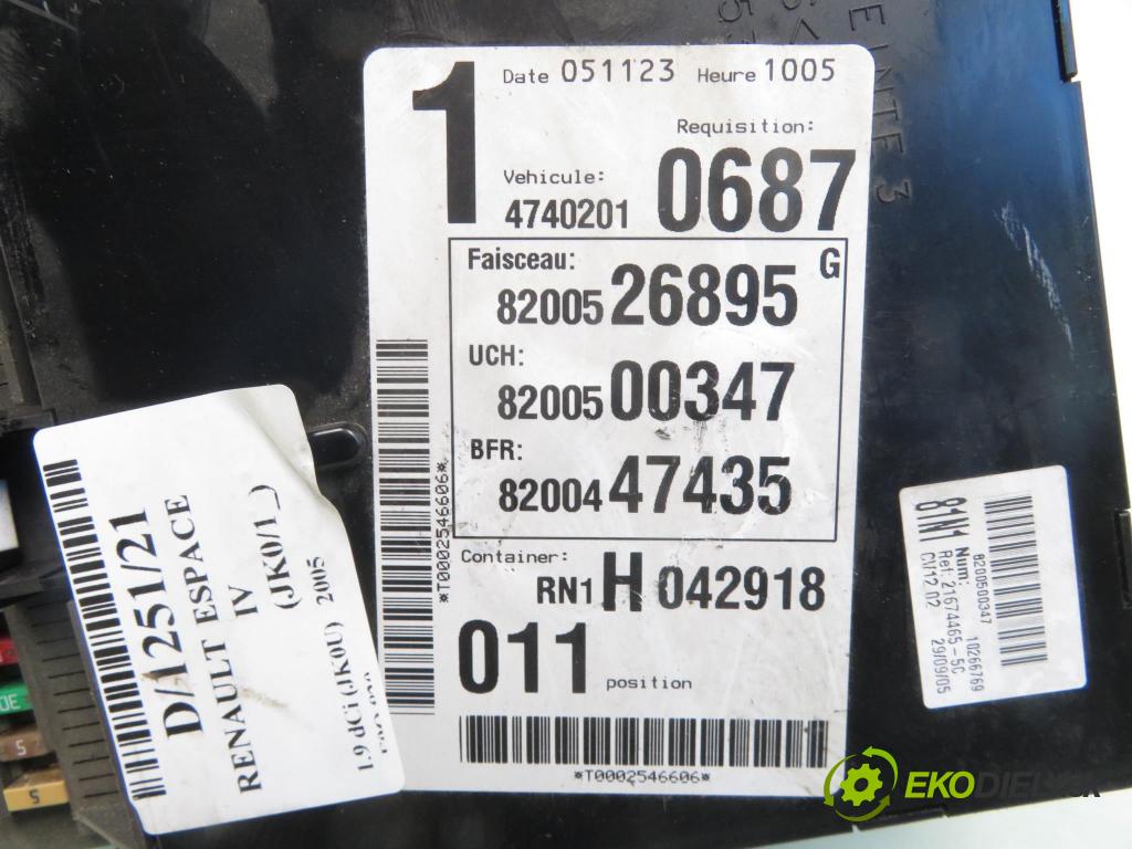 RENAULT ESPACE IV (JK0/1_) MINIVAN 2005 85,00 1.9 dCi 116 - F9Q 820 1870,00 MODUL BSI 8200526895