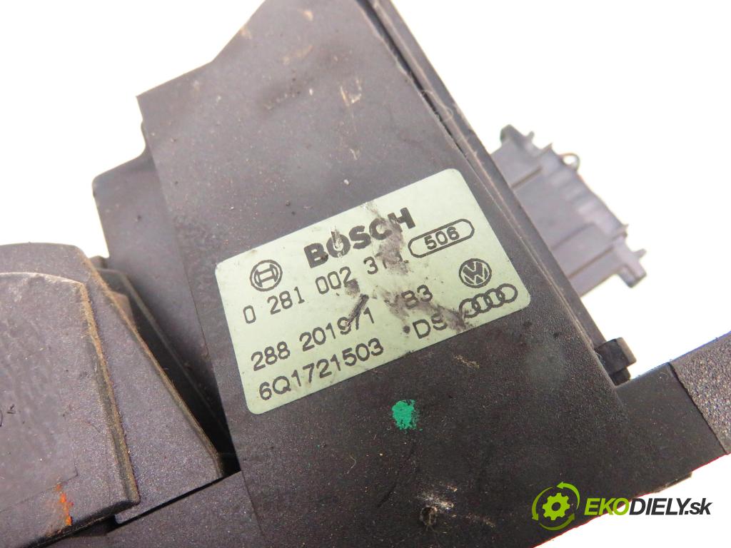 VW POLO (9N_) HB 2002 74,00 1.9 TDI - ATD 1896,00 Potenciometer plynu 0281002378 ; 6Q1721503 (Potenciometer plynového pedálu)