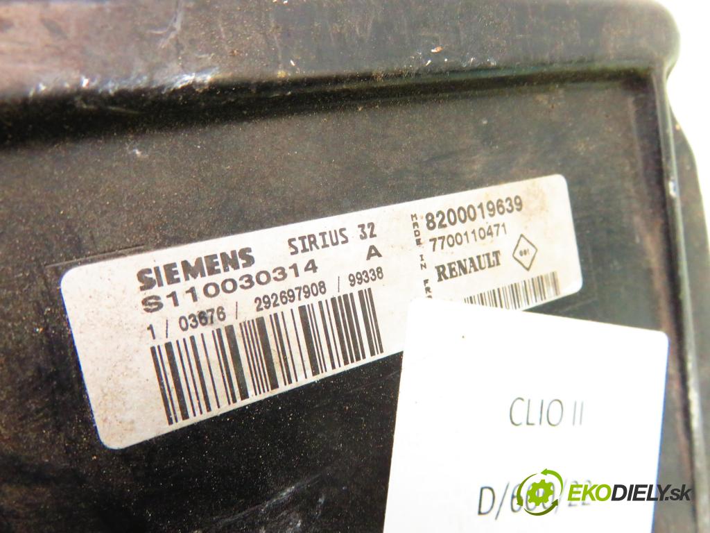 RENAULT CLIO II (BB_, CB_) HB 2000 55,00 1.4 (B/CB0C) - E7J 634 1390,00 řídící jednotka motora S110030314A; 8200019639; 7700110471