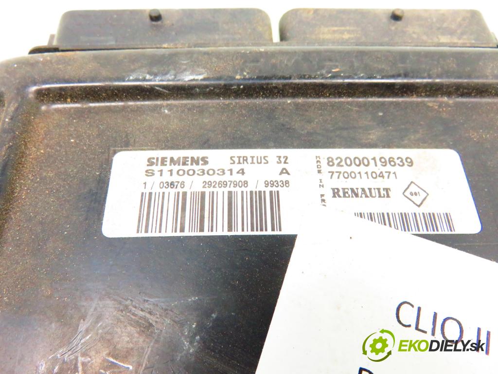 RENAULT CLIO II (BB_, CB_) HB 2000 55,00 1.4 (B/CB0C) - E7J 634 1390,00 řídící jednotka motora S110030314A; 8200019639; 7700110471
