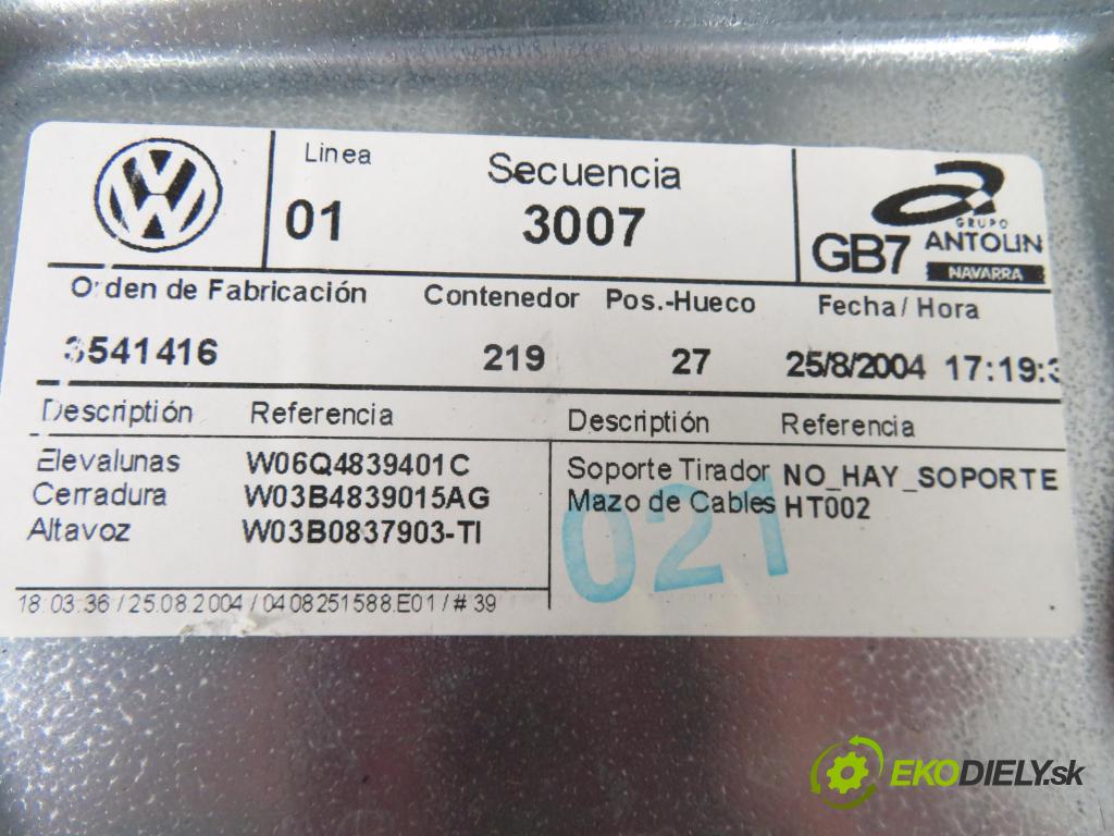 VW POLO (9N_) HB 2001 40,00 1.2 6V 54 - AWY 1198,00 Mechanizmus okien LTM 6Q4839401C