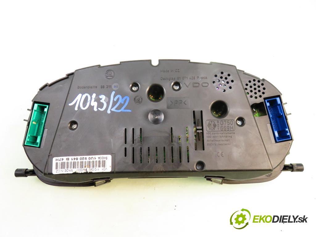 SKODA OCTAVIA I (1U2) SEDAN 2003 85,00 2.0 8V 116  - APK 1984,00 Prístrojovka elektrický 1U0920841B