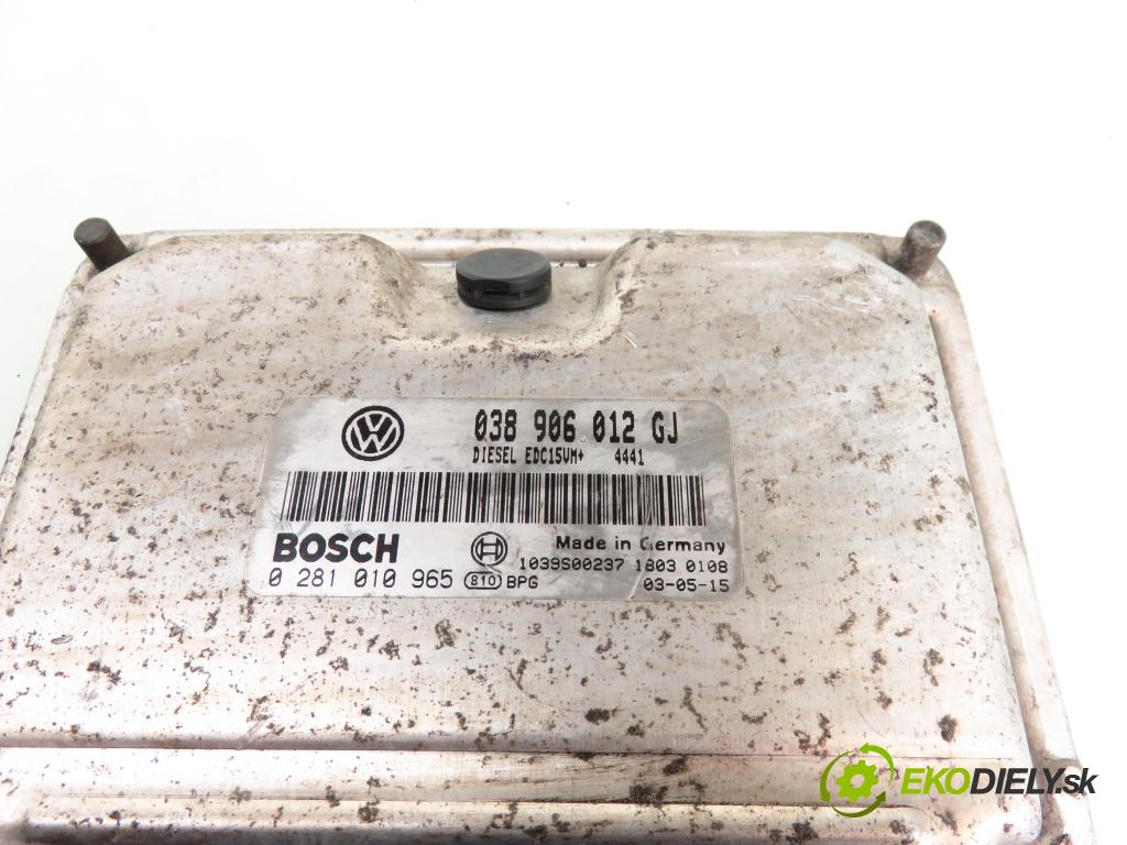 SKODA FABIA I (6Y2) KOMBI 2003 47,00 1.9 SDI - ASY 1896,00 řídící jednotka motora 038906012GJ; 0281010965