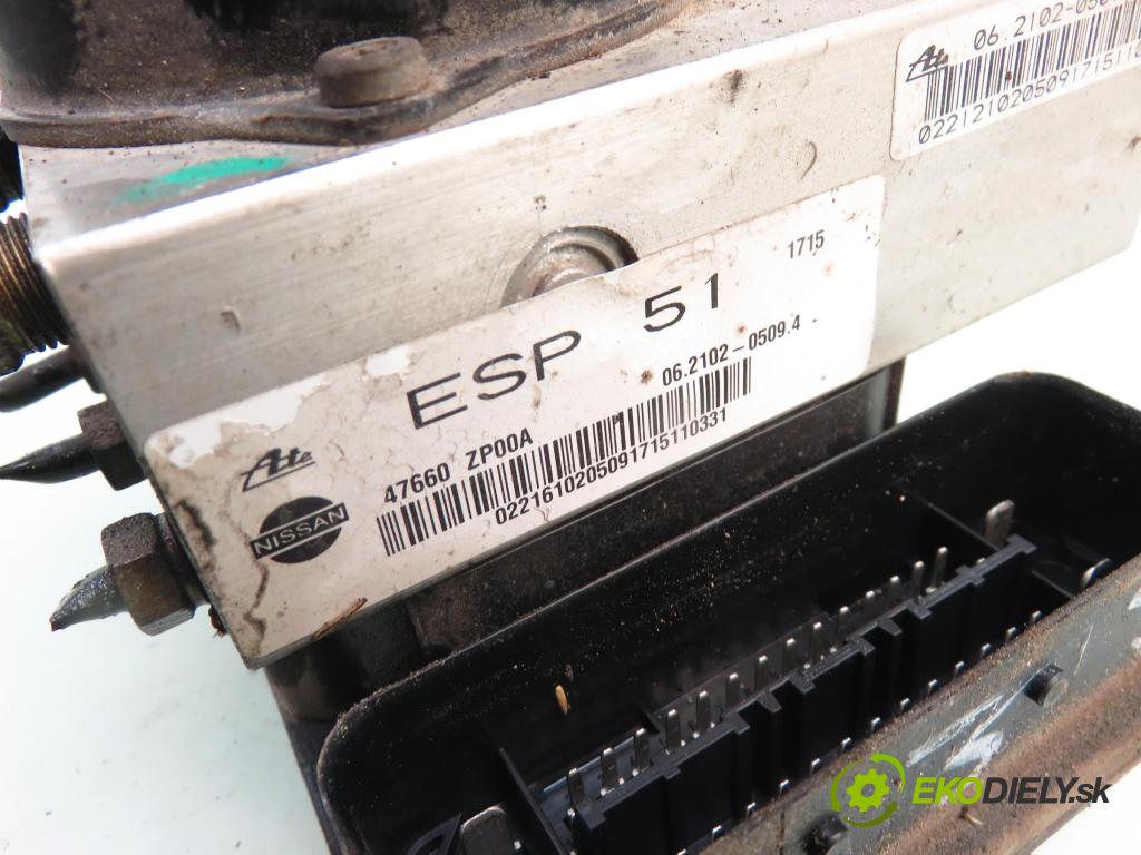 NISSAN PATHFINDER III (R51) SUV 2005 198,00 4.0 4WD 269 - VQ40DE 3954,00 Pumpa ABS 06210907573; 47660ZP00A; 06210205094 (Pumpy ABS)