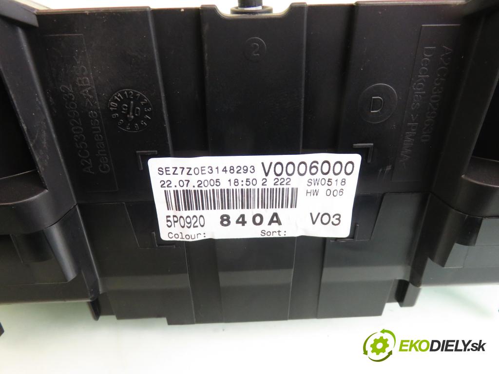 SEAT TOLEDO III (5P2) MINIVAN 2005 103,00 2.0 TDI 16V - BKD 1968,00 Prístrojovka elektrický 5P0920840A