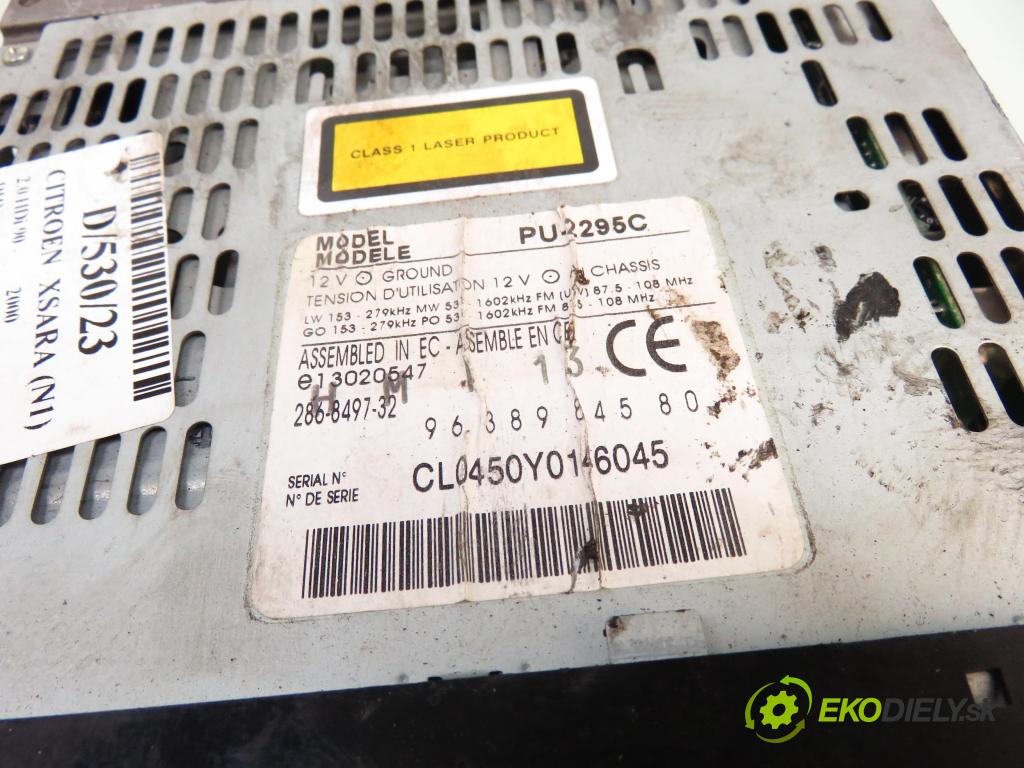 CITROEN XSARA (N1) HB 2000 66,00 2.0 HDi 90 - RHY (DW10TD) 1997,00 RADIO CD 9638984580
