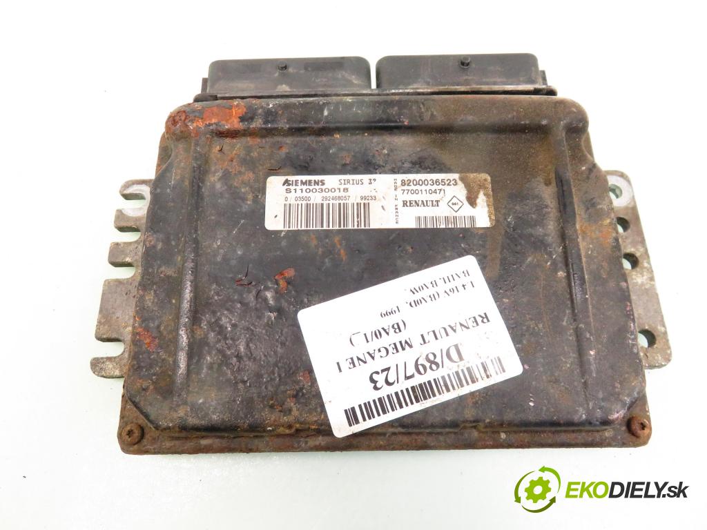 RENAULT MEGANE I (BA0/1_) HB 1999 70,00 1.4 16V (BA0D, BA1H, BA0W, BA10) - K4J 714 1390,00 řídící jednotka motora S110030018 ; 8200036523 ; 7700110471