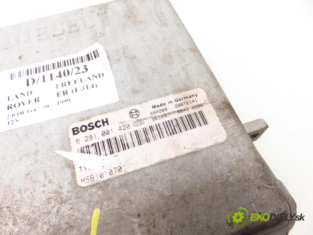 LAND ROVER FREELANDER (L314) TERENOWY 1999 72,00 2.0 DI 4x4 - 20 T2N 1994,00 Riadiaca jednotka Motor 0281001420 ; MSB101070