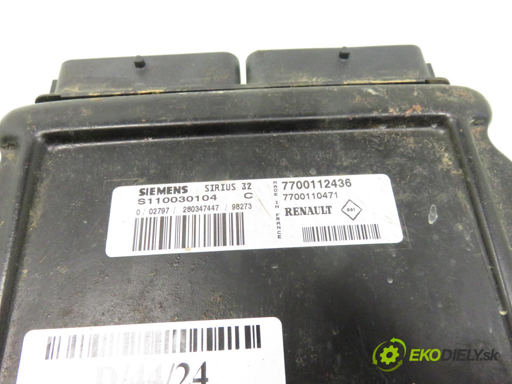RENAULT CLIO II (BB_, CB_) HB 1998 43,00 1.2 8V 58 1149,00 řídící jednotka motora S110030104C ; 7700112436 ; 7700110471