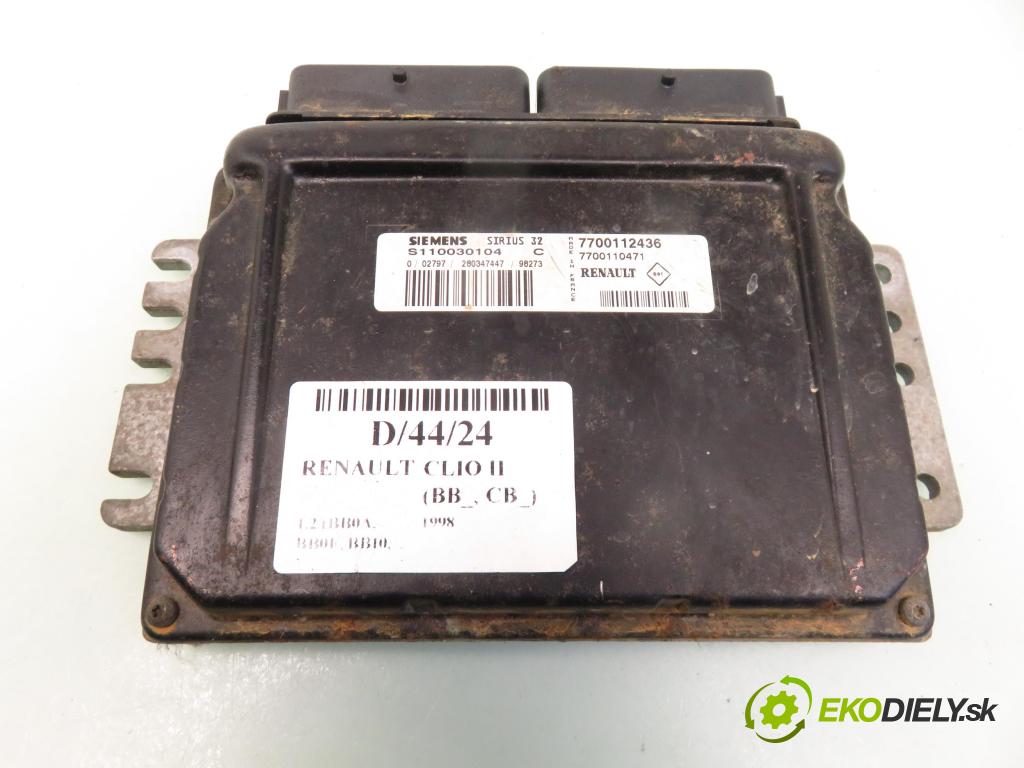 RENAULT CLIO II (BB_, CB_) HB 1998 43,00 1.2 8V 58 1149,00 řídící jednotka motora S110030104C ; 7700112436 ; 7700110471