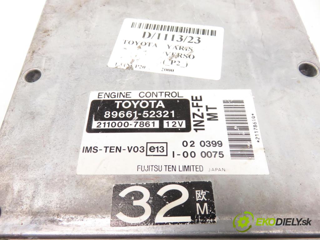 TOYOTA YARIS VERSO (_P2_) MINIVAN 2000 62,00 1.3 84 - 2NZ-FE 1299,00 řídící jednotka motora 8966152321 ; 2110007861