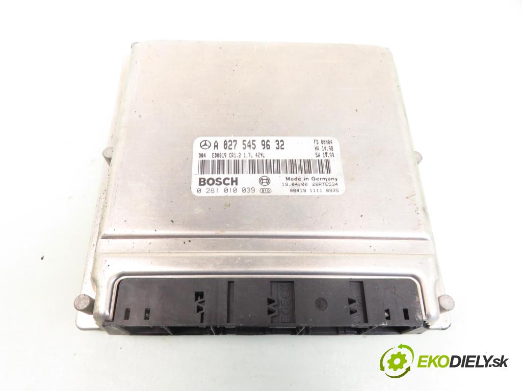 MERCEDES-BENZ KLASA A (W168) HB 2000 66,00 1.7 CDI 90 1689,00 Riadiaca jednotka Motor A0275459632 ; 0281010039
