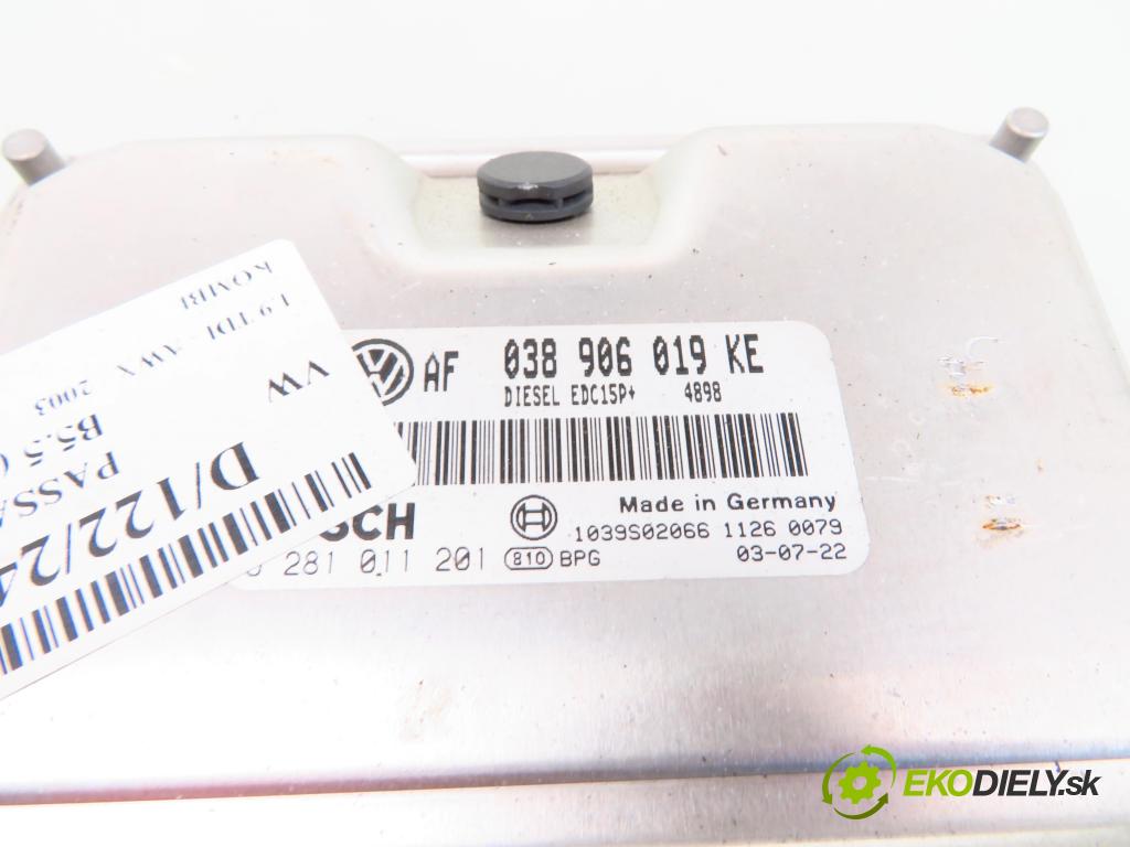 VW PASSAT B5.5 (3B3) KOMBI 2003 96,00 1.9 TDI - AWX 1896,00 Riadiaca jednotka Motor 038906019KE ; 0281011201