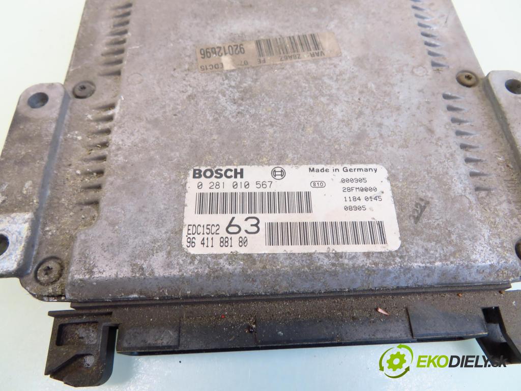 PEUGEOT 607 (9D, 9U) SEDAN 2000 98,00 2.2 HDI - 4HX (DW12TED4/FAP) 2179,00 Riadiaca jednotka Motor 0281010567 ; 9641188180