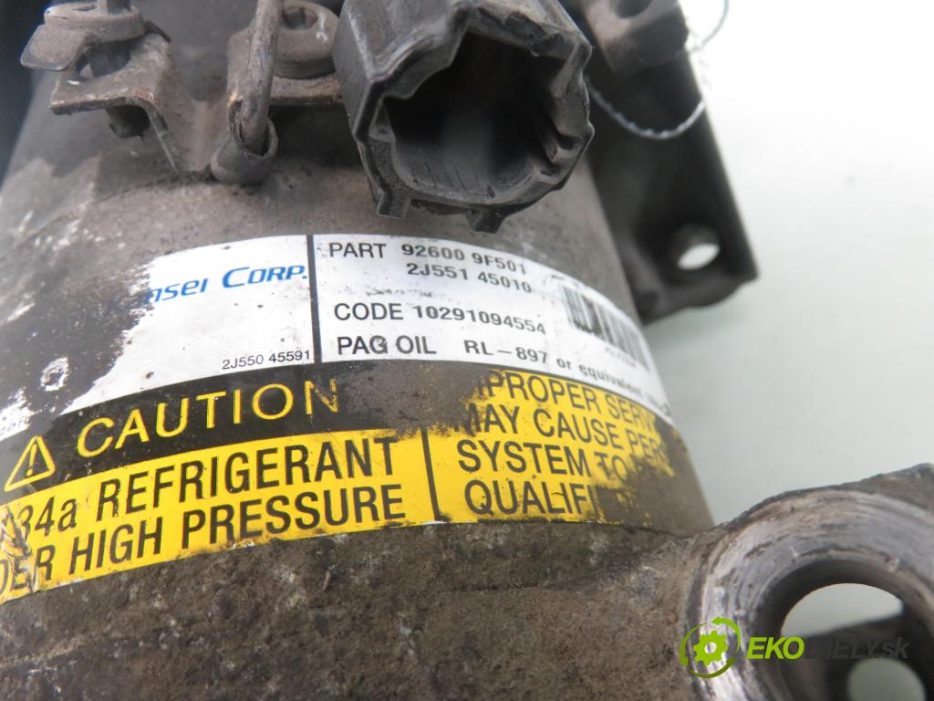 NISSAN ALMERA II (N16) HB 2000 66,00 1.5 - QG15DE 1498,00 KOMPRESOR: klimatizácie 926009F501 ; 2J55145010 (Kompresory klimatizácie)