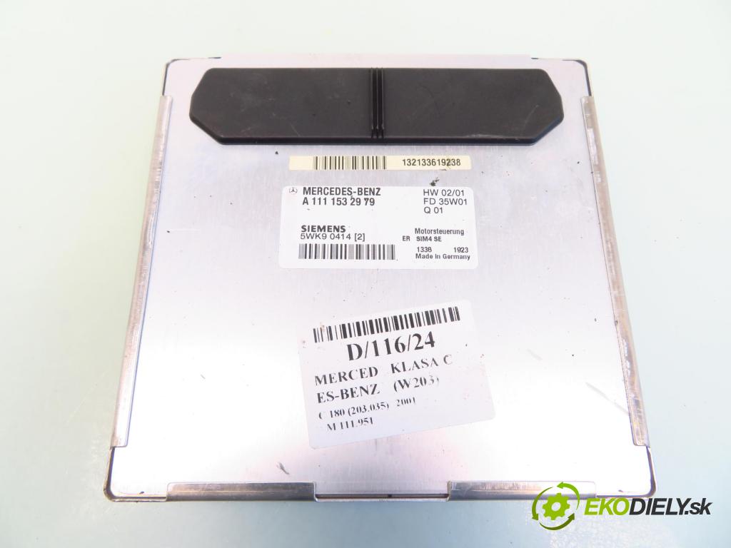 MERCEDES-BENZ KLASA C (W203) SEDAN 2001 95,00 C 180 (203.035) - M 111.951 1998,00 Riadiaca jednotka Motor A1111532979 ; 5WK90414
